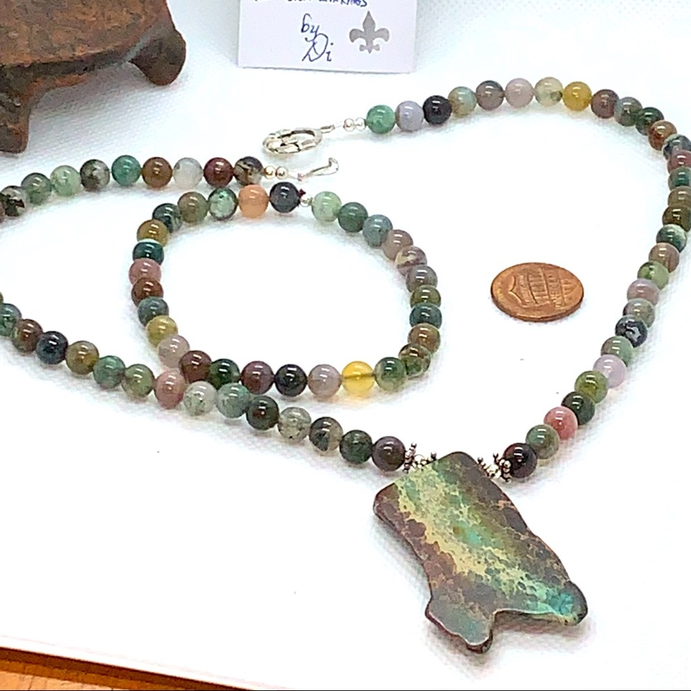 Handcrafted “Forest Dryad”  Multi Jaspers & 925 - Necklace, Earrings & Bracelet